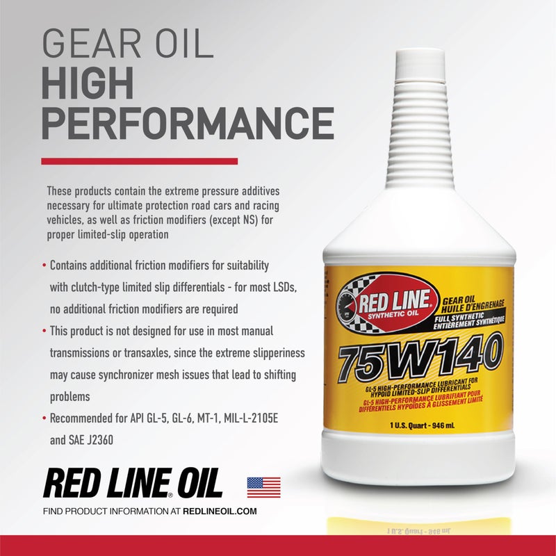 Red Line 57914 75W140 GL-5 Synthetic Gear Oil for Hypoid Limited Slip Differentials - 1 Quart - Image 3